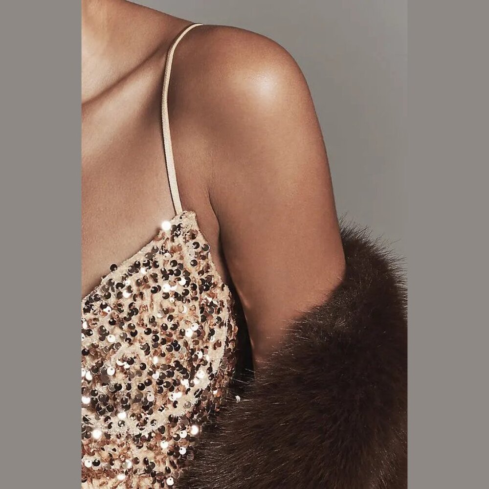 NEW Size XL The Eve Sequin Longline Bralette - Beige by Anthropologie - Picture 3 of 4